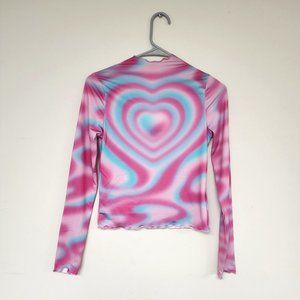 H&M Blue & Pink Heart Swirl Shirt Size 16-18